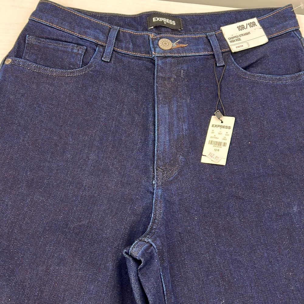 Express Cropped Straight High Rise stretch 10 jeans